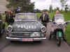 Unser Polizei-Team im Opel-Kapitn Simone Buttler und Henner Menche und der Kradfahrer auf der BMW R60/6 - Klaus Brandt
