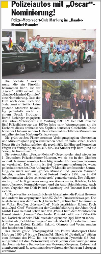 Bericht Fahrtjournal 2009 (Seite 8) ber den PMC-Marburg und sein Museum bzw. seine Kradstaffel