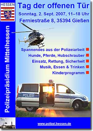 Das Plakat vom Tag der offenen Tr im Polizeiprsidium Mittelhessen