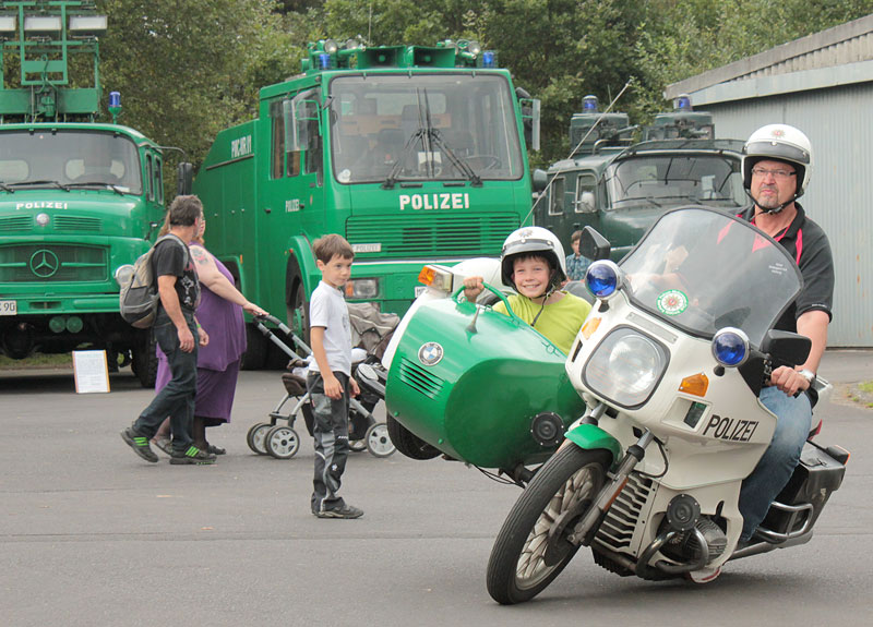 Die Fahrt mit dem Polizei-Beiwagenmotorrad - ein Renner schlechthin