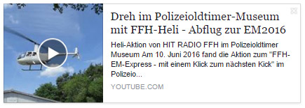 Heli-Aktion von HIT RADIO FFH im Polizeioldtimer Museum Marburg  - Abflug Heli