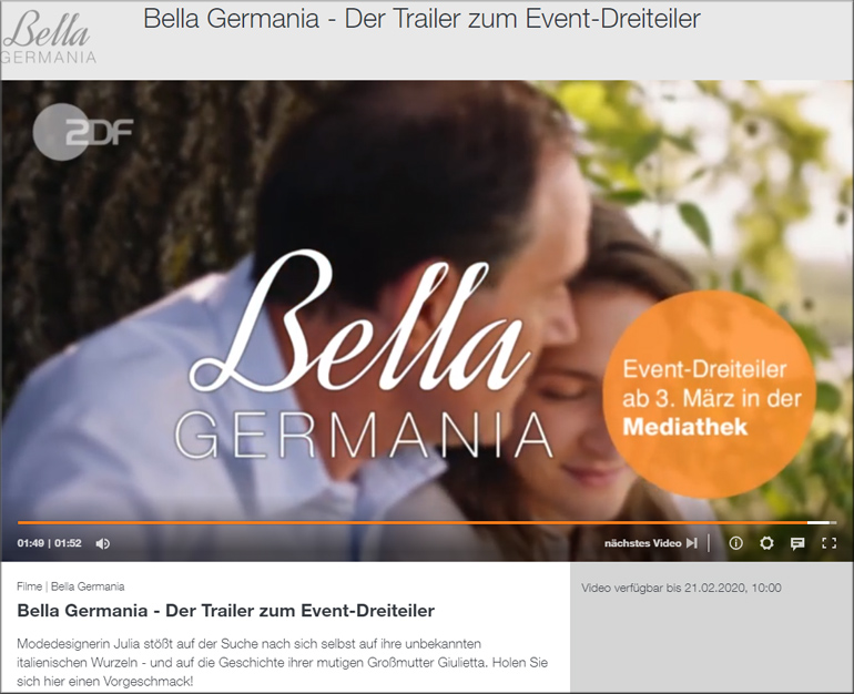 Alle 3 Teile von "Bella Germania" in der ZDF-Mediathek