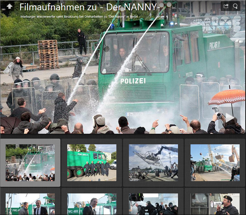 Bildergalerie zu den Filmaufnahmen - DER NANNY - mit Polizeiwasserwerfer aus Marburger Museum