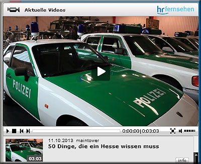 Screenshot zum Video über der Polizeioldtimer Museum Marburg auf den Seiten von Maintower