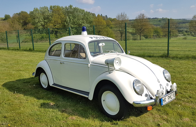 Der Neuzugang im 1. Deutschen Polizeioldtimer Museum Marburg – ein VW Käfer 1200 in Polizeiausführung