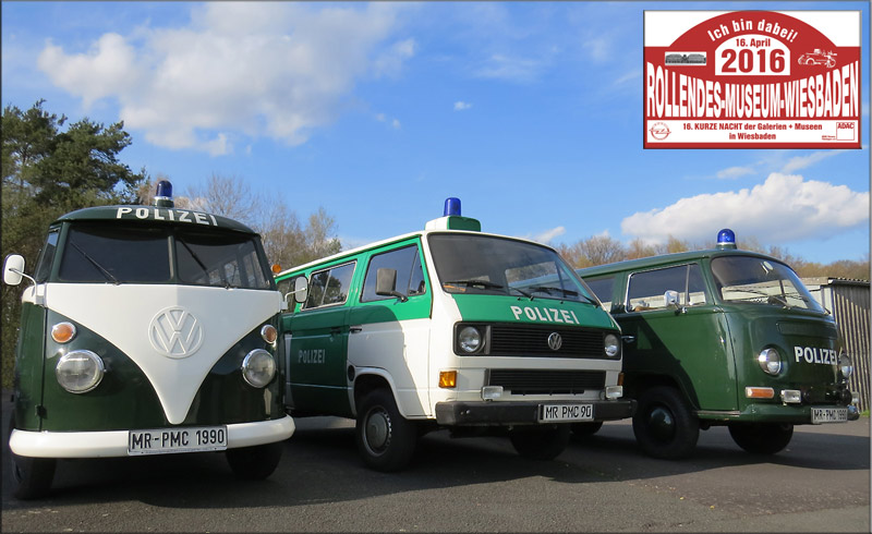 Die drei VW-Polizei-Busse waren in diesem Jahr in Wiesbaden mit von der Partie beim "Rollenden Museum"