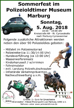 Das Plakat zum Sommerfest im 1. Deutsche Polizeioldtimer Museum 2018